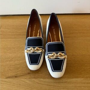 Tory Burch Blue and White Flats with Chic Design